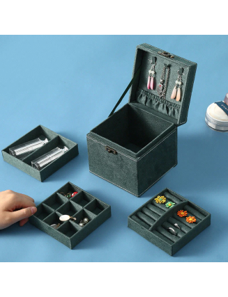 Jewelry Box Organizer Three-Layer Jewelry Storage Box Flannel Gift Box