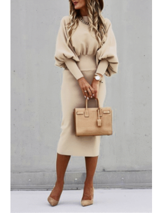 Elegant Solid Patchwork Fold O Neck Waist Skirt Dresses