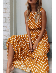 Fashion Street Polka Dot Patchwork O Neck A Line Dresses