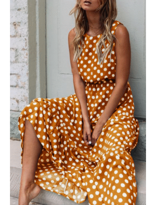 Fashion Street Polka Dot Patchwork O Neck A Line Dresses