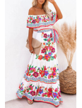 Fashion Street Print Patchwork Off the Shoulder A Line Dresses