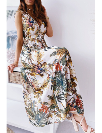 Fashion Sweet Print Patchwork V Neck A Line Dresses