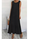 Casual Solid Patchwork Flounce O Neck A Line Dresses