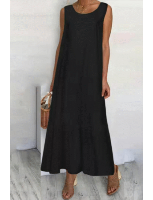 Casual Solid Patchwork Flounce O Neck A Line Dresses