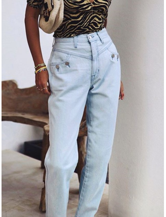 Buttoned Pockets Pants