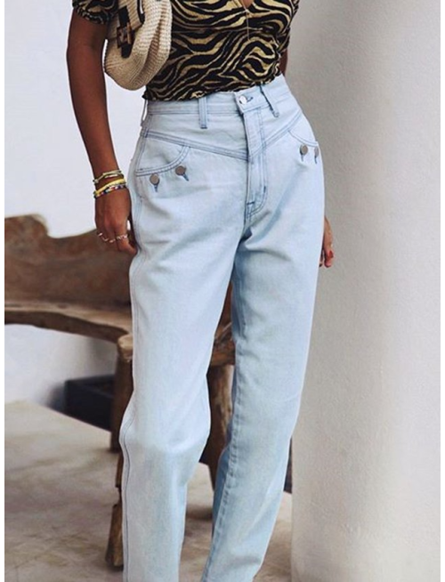 Buttoned Pockets Pants