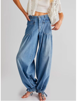 Denim Casual Washing Process Denim Bib Pants
