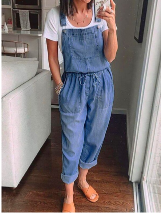 Denim Loose Urban Plain Wide leg Jeans