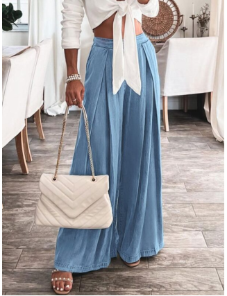 Denim Loose Urban Plain Wide leg Jeans