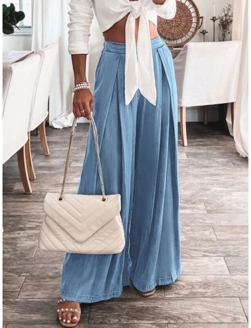 Denim Loose Urban Plain Wide leg Jeans