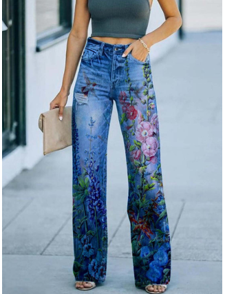Regular Fit 3D Printing Casual Jeans
