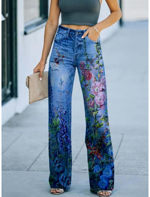 Regular Fit 3D Printing Casual Jeans