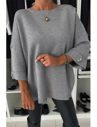 Casual Solid Color Weave O Neck Sweaters