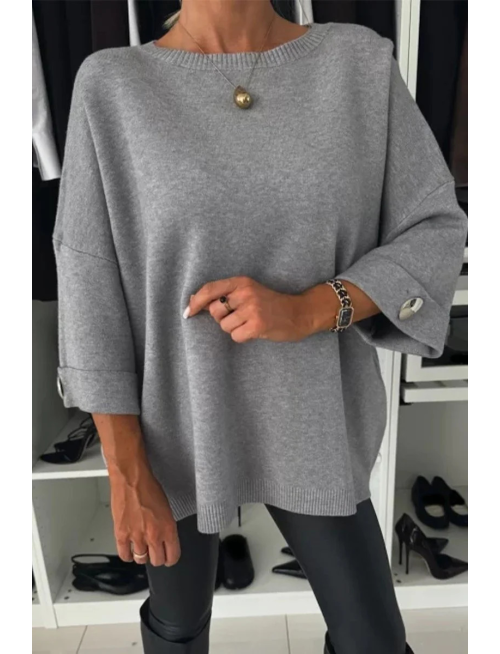 Casual Solid Color Weave O Neck Sweaters