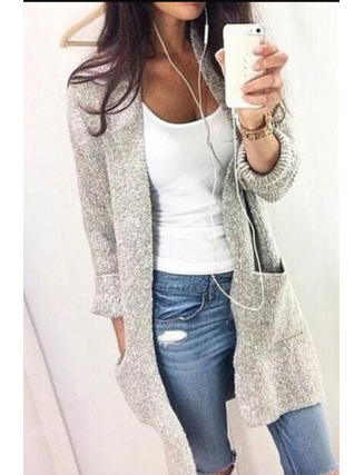 Casual Solid Patchwork Cardigans
