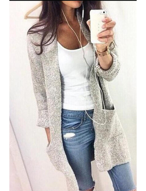 Casual Solid Patchwork Cardigans