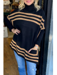 Casual Stripe Pocket Turtleneck Sweaters