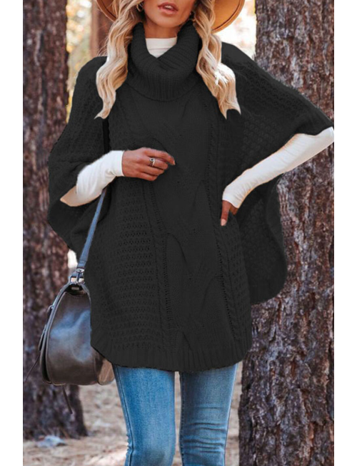 Fashion Solid Patchwork Turtleneck Tops