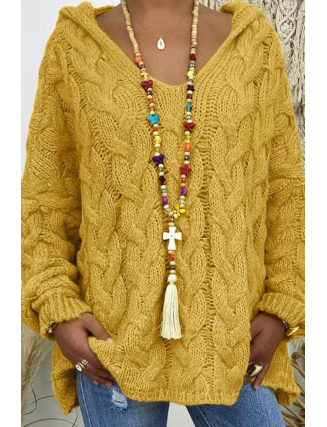 Fashion Street Solid Patchwork Hooded Collar Sweaters