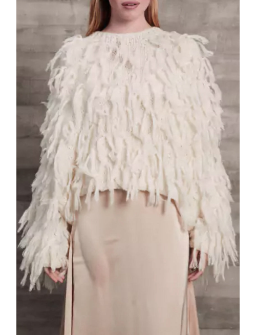 British Style Elegant Solid Tassel O Neck Sweaters